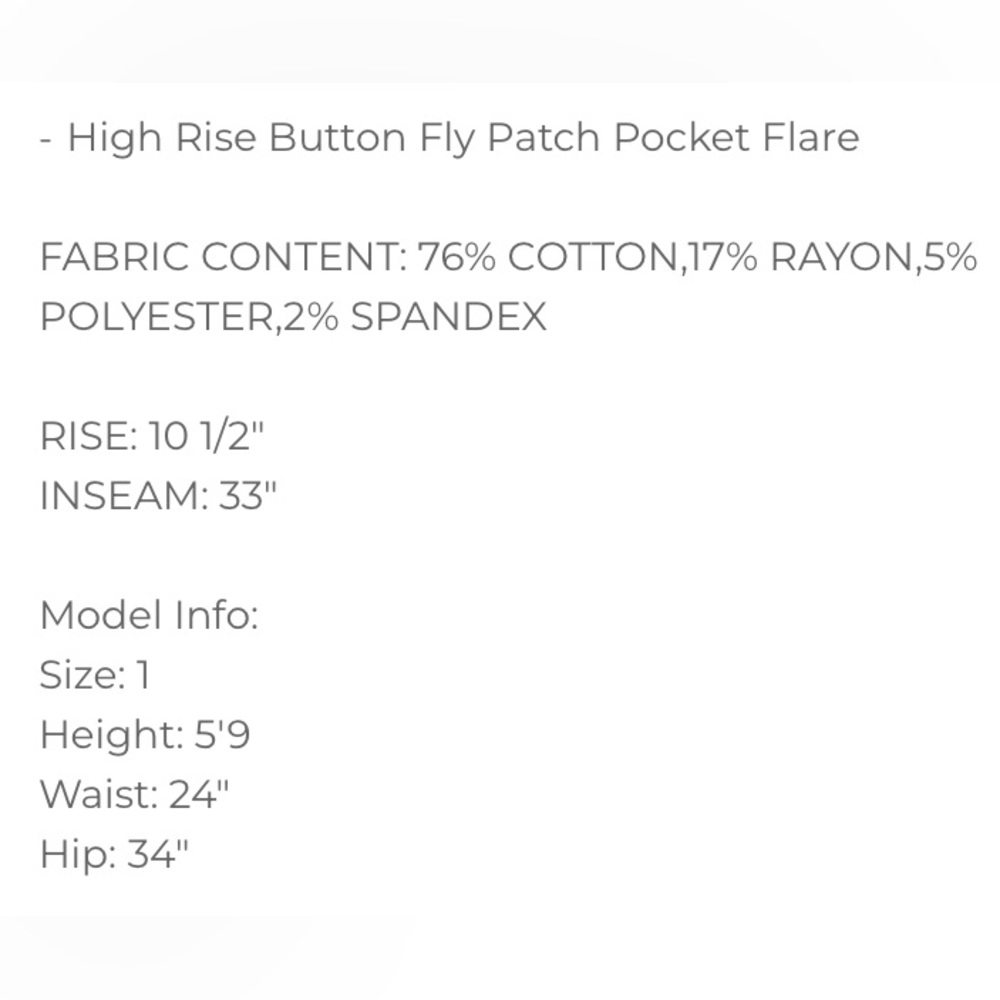 JUDY BLUE | High Rise Button Fly Patch Pocket Flares - White - NWT - Picture 8 of 9